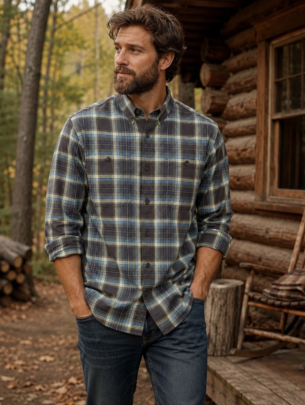 Duluth Trading Co Swingin' Flannel Untucked Button Down Shirt Cabincore Men's LT